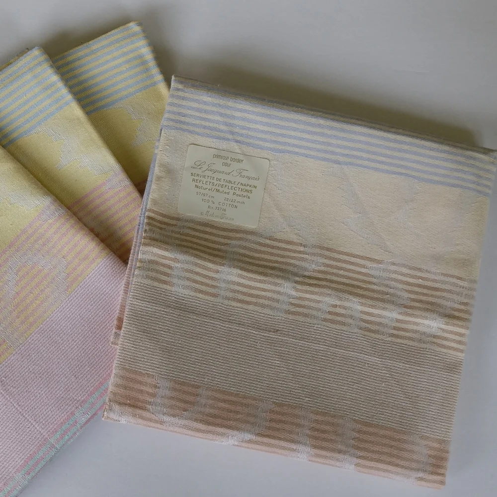 4 NEW Le Jacquard Francais Primrose Bordier Pour Cloth Napkins Set
